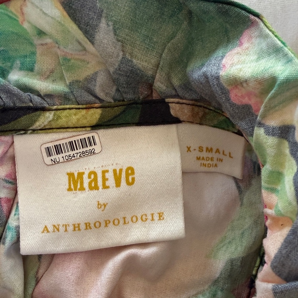 Maeve by Anthropologie Poplin Ruffle-Neck Halter Tank Fruit Tropical Print XS - Picture 3 of 13